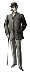 19th century man  in a jacket illustration with transparent background © lynea