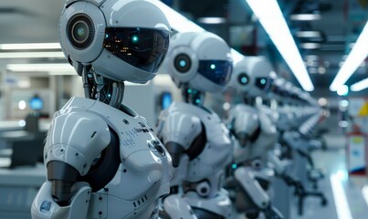 Advanced research lab with robotic assistants