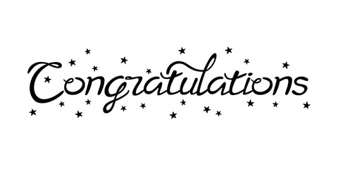 congratulations typography design. calligraphy text with gold star.