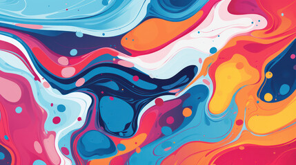 Obraz premium Vibrant and colorful abstract artwork. It features a dynamic flow of shapes and forms that create movement across the canvas. Swirling patterns.