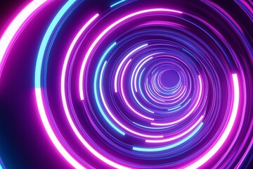 A purple and blue spiral with neon lights