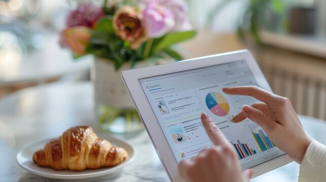 The woman using tablet - Powered by Adobe