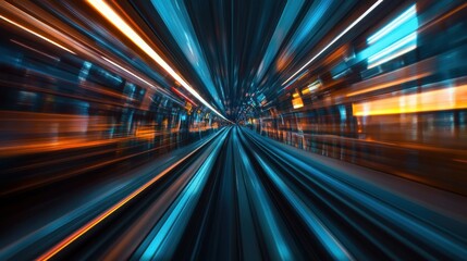 Fototapeta premium Abstract Speed Light Streaks in a Tunnel