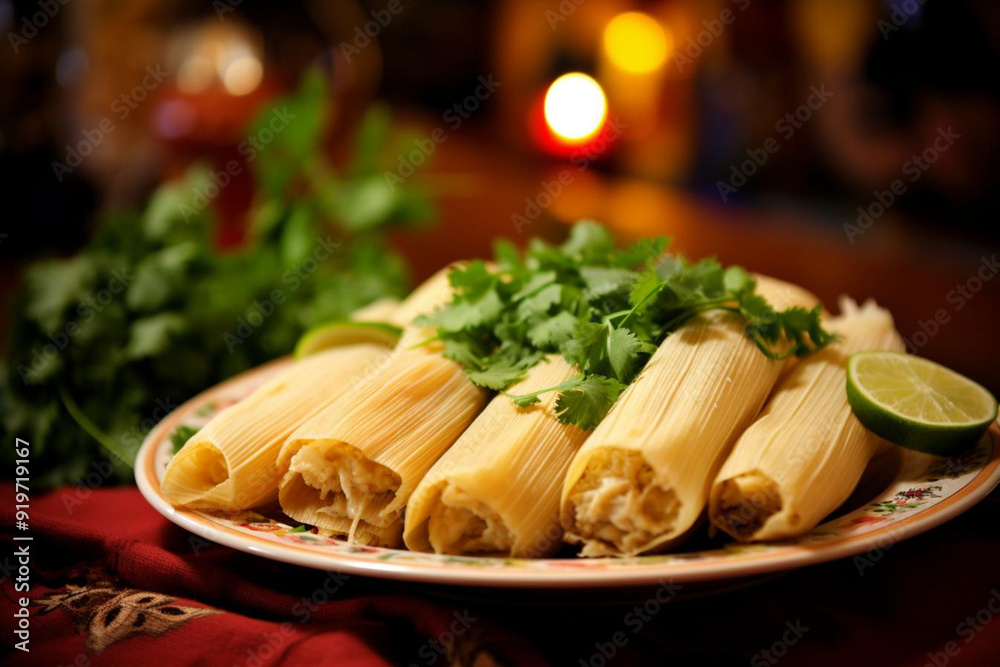 Wall mural close-up of tamales with a cheese and jalapeno fill tamales photos. 66.jpg