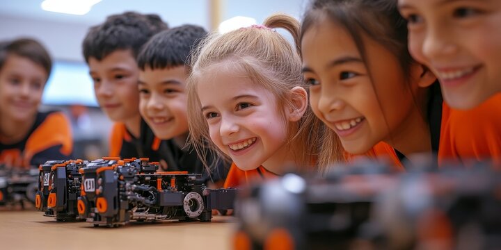 Primary school children learn robot programming with their teacher's guidance, Generative AI