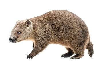 Fototapeta premium Wombat walking and digging isolated on a white background