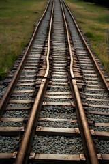 Fototapeta premium Train tracks in perspective, which demonstrates the Ponzo illusion