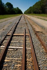Fototapeta premium Train tracks in perspective, which demonstrates the Ponzo illusion