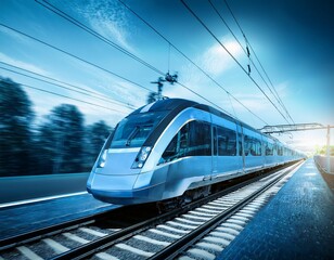 Naklejka premium smart digital train , artificial intelligence in rail transportation