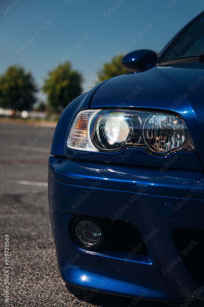 Sticker the headlight of classic and luxury car