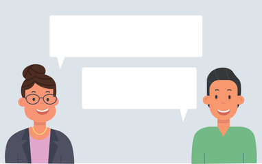 business people with speech bubble talking