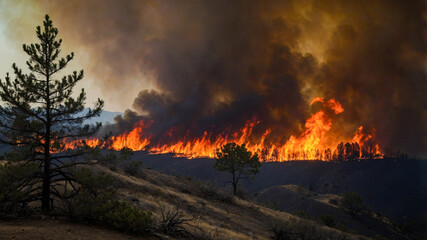 Fototapeta premium Wildfire Forest Fire Burning 