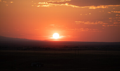 Stunning red sunset with clouds