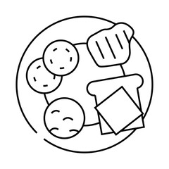 play food set toy baby line icon vector. play food set toy baby sign. isolated contour symbol black illustration