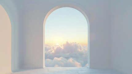 Fototapeta premium Arch in clouds background. 