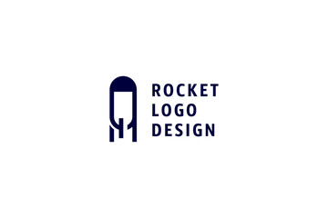 Template logo design solution with rocket simple image