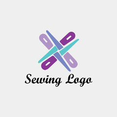 boutique sewing tailoring logo design vector