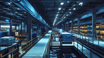 A high-tech mail sorting facility with advanced scanners and conveyors, Word Post Day,