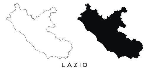 Lazio map outline and black silhouette vector