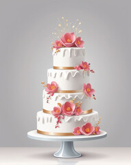 Elegant Wedding Cake with Floral Decorations