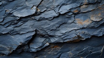 Close-Up View of Slate Rock Texture with Blue and Gray Tones
