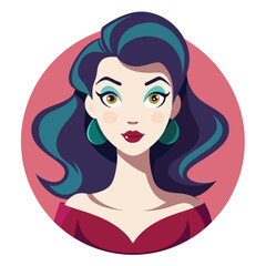 Beauty woman avatar female cartoon profile icon illustration