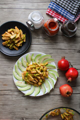 Spicy guava- Guava cut into pieces and sprinkle with chilly power, salt and black pepper. 
