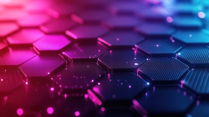 Obraz premium Abstract Hexagon Pattern with Neon Lights