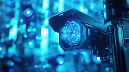 Security Camera with Blue Glow