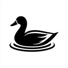 Duck with water icon silhouette vector illustration design on white background.