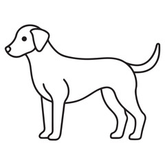 Vector black and white illustration of a sitting dog isolated on a white background.