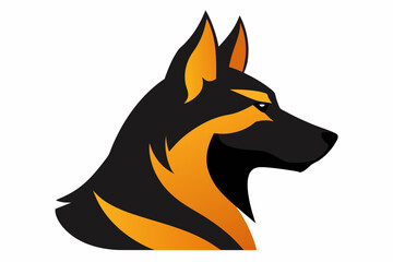 German shepherd profile in black and orange color vector design 