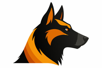 German shepherd profile in black and orange color vector design 