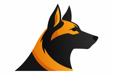 German shepherd profile in black and orange color vector design 