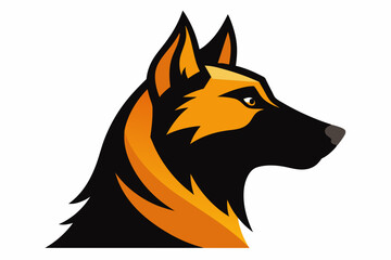 German shepherd profile in black and orange color vector design 