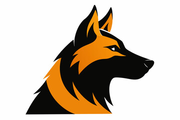 German shepherd profile in black and orange color vector design 