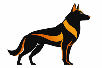 German shepherd profile in black and orange color vector design 