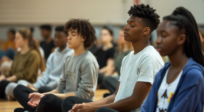 A mindfulness and relaxation workshop for students, teaching techniques to manage stress and improve mental well-being