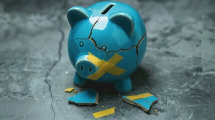 Obraz premium The broken piggy bank.