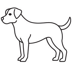 Vector black and white illustration of a sitting dog isolated on a white background.