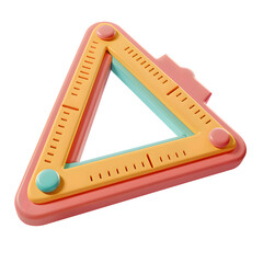 Obraz premium 3D icon of a school triangle ruler. Back to school and study concept. Isolated on transparent background for design, kids stationery, mobile app, web UI. AI generated
