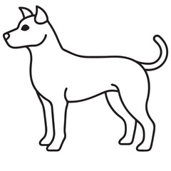 Vector black and white illustration of a sitting dog isolated on a white background.