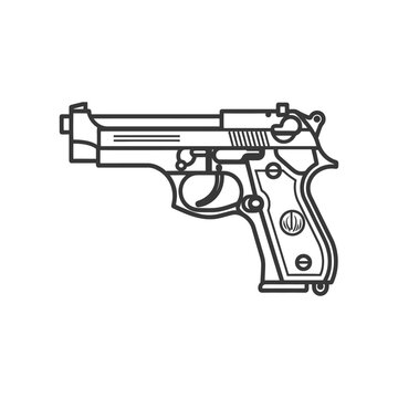 recommend clip art: Line Art Illustration of a Handgun with a Safety