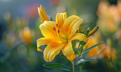 Naklejka premium A close-up of a flower in a green meadow