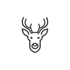 Naklejka premium Line Art Illustration of a Deer Head with Antlers