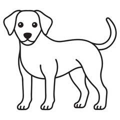 Vector black and white illustration of a sitting dog isolated on a white background.