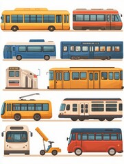 Collection of Different Types of Public Transportation