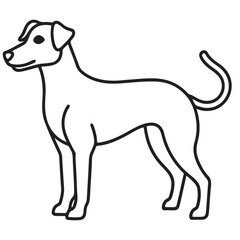 Vector black and white illustration of a sitting dog isolated on a white background.