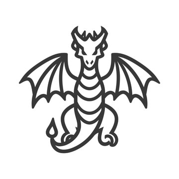 recommend clip art: Line Art Illustration of a Dragon with Spread Wings