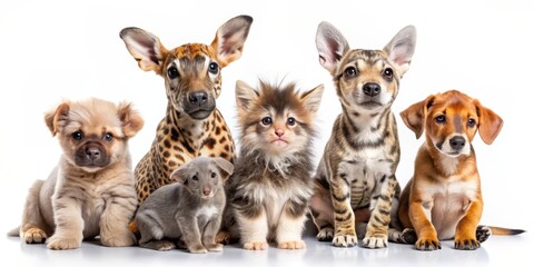 Fototapeta premium Adorable animals in various playful poses, adorable, cute, pets, furry, playful, sweet, charming, lovely, funny, cheerful